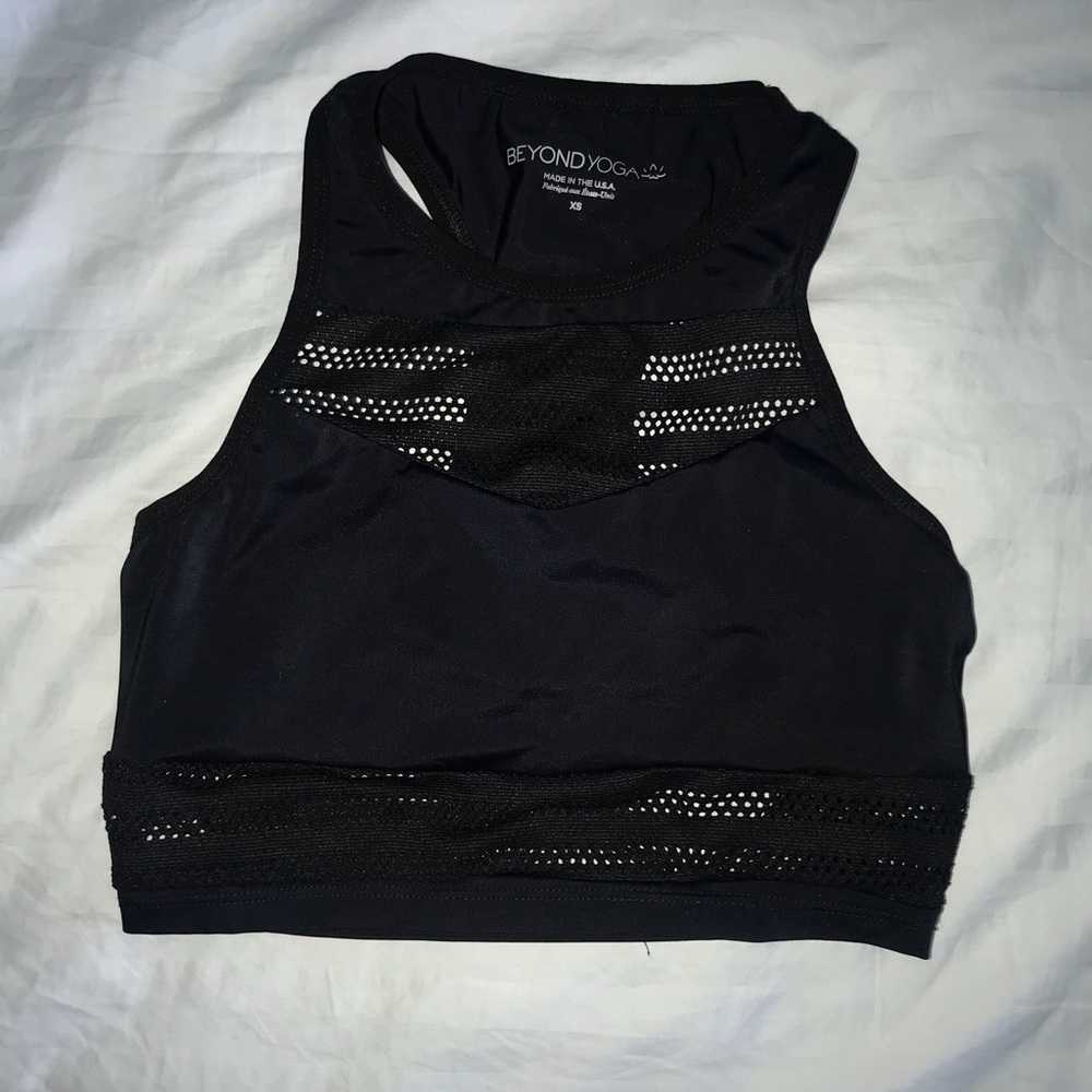 Beyond yoga black mesh sports bra XS